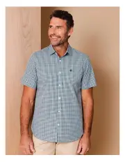 [Reserve] Carrington Short Sleeve Easy Care Check Shirt in Green