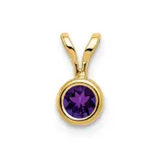 14K Yellow Gold 4mm Amethyst bezel pendant