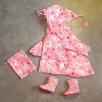 在飛比找樂天市場購物網優惠-兒童雨衣女童小孩幼兒園可愛小兔子小童寶寶防水雨披雨鞋全身套.