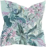 [sanluoli] Boho Style Flower Green Leaves square silk scarf pashminas funky head wrap for women for neck bufanda para mujer elegante, Boho Style Flower Green Leaves