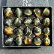 20x Natural blue yellow Tiger’s Eye Jasper ball quartz crystal Sphere 15mm+box