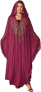 [Sweejim] African Fashion Abaya Design Bazin Chiffon Long Sleeve Dashiki Dress for Women Muslim Robe