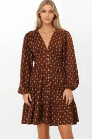 Soho Mini Dress - A Line Button Down Tiered Dress in Kendy Print