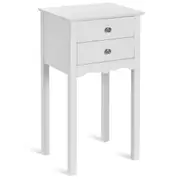 Costway 2-Drawer Bedside Table Nightstand Storage Table Wooden Bedroom End Table White