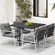 Livsip 5PCS Outdoor Dining Set Patio Furniture Setting Garden Black Table and Chairs