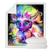 Cute Fantasy Creature Rainbow Lil Dragon Throw Blanket
