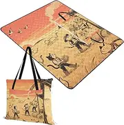 Yoogain Camping Blanket Sandproof Picnic Camping Blanket Packable for Adults Spring Gifts Sunset Prairie Cat Cowboy Red 60x80in