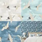 Catherine Lansfield Cranes Wallpaper Metallic Gold Cloudy Sky Birds - 3 Colours