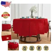 Handcrafted 60-Inch Round Red Tablecloth - Timeless Linen for Every Occasion