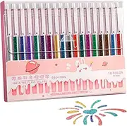 Glitter Gel Pens, 36 Colors Gel Pens for Colouring, Press-On Pen, Color Flash Pen, Luminous Sparkling Sand, Handbook Special Silver Light Color Changing Marker, Finger Push Activation