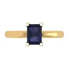 1.0ct Emerald Cut Blue Sapphire Wedding Promise Engagement Ring 14k Yellow Gold