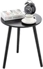 Round Side Table, Black Nightstand End Table for Small Spaces, Living Room, Bedr