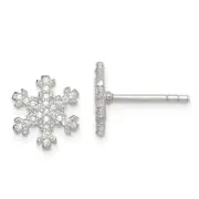 Sterling Silver Cz Snowflake Post Earrings