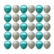 40 IN CADBURY CHOCOLATE SHELLS AQUA BLUE & SILVER-BEACH WEDDING FAVOURS PARTIES