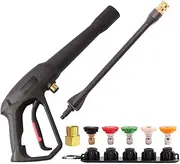 2000 PSI MAX High Pressure Washer Replacement Gun with Jet Wand and 5 Spray Nozzle Tips, Compatible with Karcher, Ryobi, Powerstroke Electric Power Washer