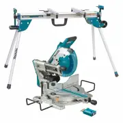 Makita DLS111ZU-AWST06 - 36V (18Vx2) Brushless AWS 260mm Slide Compound Mitre Saw (Tool Only) + Mitre Saw Stand