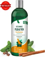 Vet’s Best Flea & Tick Advanced Strength Dog Shampoo Plant-Based Natural Oils