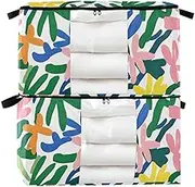 95 L zippered shoe storage with Reinforced Handles, clear window storage containers for clothes for Blankets, Comforters, and Clothes