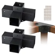 Pergola Bracket Kit 101x101mm, 2pcs 4-Way Heavy Duty Corner Bracket Woodworks DIY Post Base Kit, Easy Installation Wooden Beams for Gazebos, Patio Pergolas, Log Cabin Outdoor Pergola