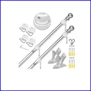 Upgraded Outdoor Flag Pole Kit with Rust-Resistant Brackets & Tangle-Free Rings