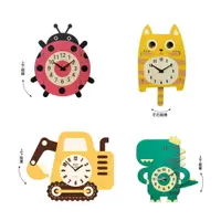 在飛比找樂天市場購物網優惠-兒童木質趣味時鐘DIY創意搖擺卡通掛鐘小孩房間可愛動物裝飾鐘