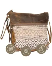 Myra Contentment Canvas Crossbody Zipper Pouch with Adjustable Strap and Tass...