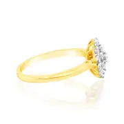 9ct Yellow Gold Flower Shaped Ring in 05 Points Natural Diamonds, M