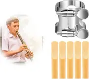 1Pcs Clarinet Ligature with 5 Pcs Clarinet Reeds,Adjustable Screws2.5 B Flat Cla