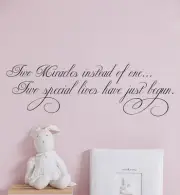 Vinyl Wall Decals Two Miracles instead of one Quote Decal Twins Nursery aa310