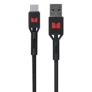 Monster Braided 1.2M USB-C to USB-A Phone Charging/Sync Power/Data Cable Black