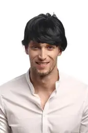 Wig Men's Carnival Halloween Male Wig Short Black Fringe