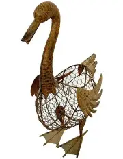[Willow & Silk] Metal Kitchen Storage Duck Egg Basket 51.5cm in Rustic Brown