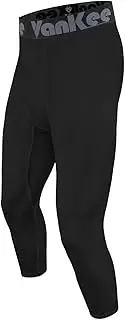 [VanKee] Men's Compression Trousers 3/4 Athletic Tight Leggings Running Quick Dry Bottoms Sports Base Layer Pants for Cycling Basketball Yoga Gym