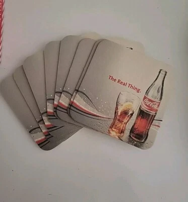 10 Vintage 1970's Coca-Cola Coke "The Real Thing" Paper Coasters NOS New Double