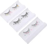 Ipetboom 3 Pairs Fluffy Sequin False Eyelashes Decorative Lashes for Makeup Lightweight Artificial Fur Reusable Cosmetic Lashes for Any Occasion