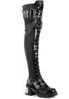 Pleaser Demonia 2 3/4" Chunky Heel, 1" Platform Over-The-Knee Boot, Inside Zip