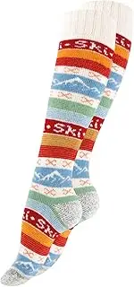[STARK SOUL] Ski Socks HYGGÈ with Wool - Knee Socks, Wool White-Red, 35-38