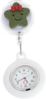[Healvian] Retractable Cartoon Nurse Pocket Watch Portable Clip Fob Watch for Nurses Doctors Students Cute Star Design Accurate Quartz Movement Present