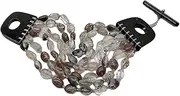 LAnGSHAW Natural 6 Strands Freeform Green Rutilated Quartz Bracelet 8" Onyx Clasp Handmade for Women