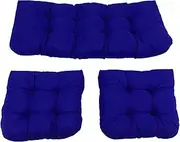 Zerodis Wicker Chair Pillow with Premium Polyester Wicker 3 Pieces U Form a Outdoor Cushion for Rational Sofas, Balconies (Navy Blue)