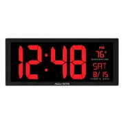 AcuRite Large Digital LED Oversized Wall Clock Date Temperature Perfect Home Off