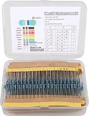 QCCAN 30 Values 1% Resistor Kit Assortment, 1/4W 10 Ohm-1M Ohm (Pack of 600) RoHS Compliant for Electronic Projects