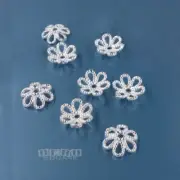 8 Solid Sterling Silver 8mm Openwork Flower Floral Bead Caps #33868
