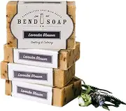 [Bend Soap Company] All Natural Handmade Goat Milk Soap for Dry Skin Relief, Lavender Blossom, 4 Count
