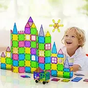 Keezi 60pcs Magnetic Tiles, 3D Kids Toys Toddler Toy Magnetism Blocks Construction Playboards Building Educational Children Gift, Creativity Beyond Imagination