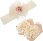 Beavorty 1 Set Headband and Socks Cute Flower Hair Accessory for Newborn Headbands for Stylish Hair Decoration Occasion