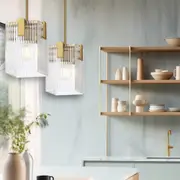 Pelion Pendant Light in Antique Gold or Chrome
