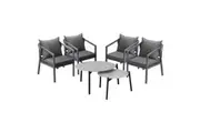 Livsip 6PCS Outdoor Patio Setting Furniture Lounge Grey 70cm Coffee Table Set