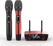 Wireless Microphone System Karaoke Singing Dual Mics Handheld Dynamic Adjustable