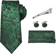[Fitbitey] A set of men's 8cm wide silk wedge tie pocket square cufflinks tie clip set